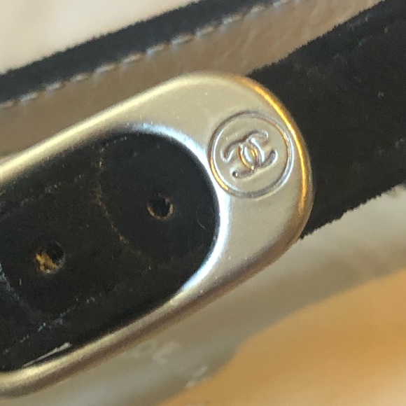 Chanel Cambon sling backs black suede with black patent toe EUC box & 2 dust bag - Picture 6 of 14